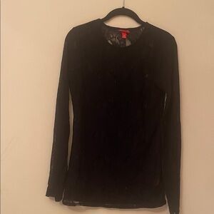 Kirna Zabete Black Lace Long Sleeve Top